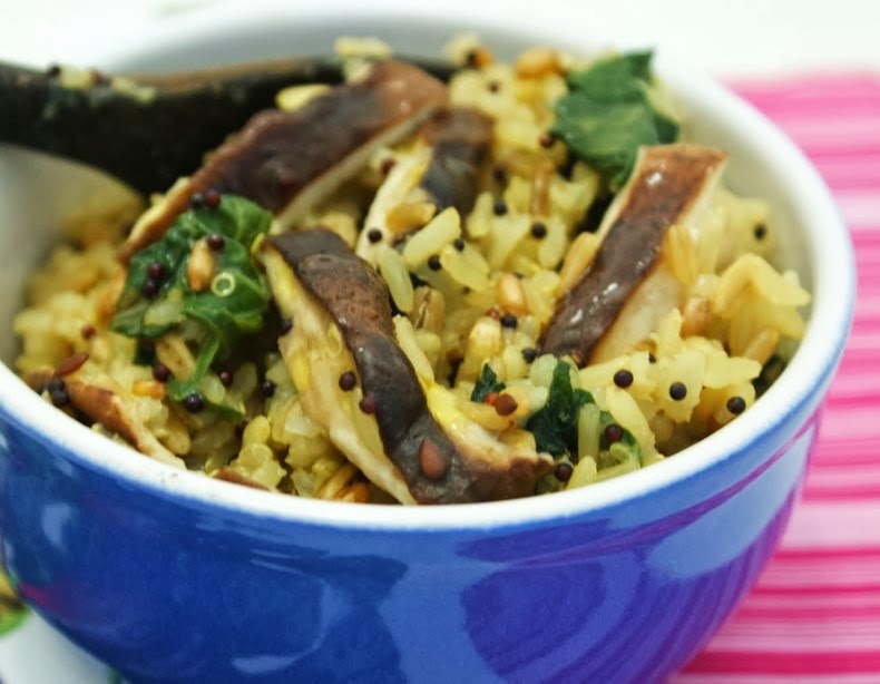 Arroz Sete Grãos com Shitake e Espinafre (vegana)