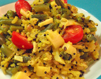 Arroz Sete Grãos com Açafrão, Vagem e Pupunha (vegana)