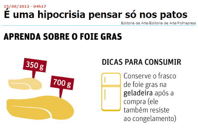 Em postura esquizofrênica, Folha de S. Paulo critica e exalta o foie gras na mesma página